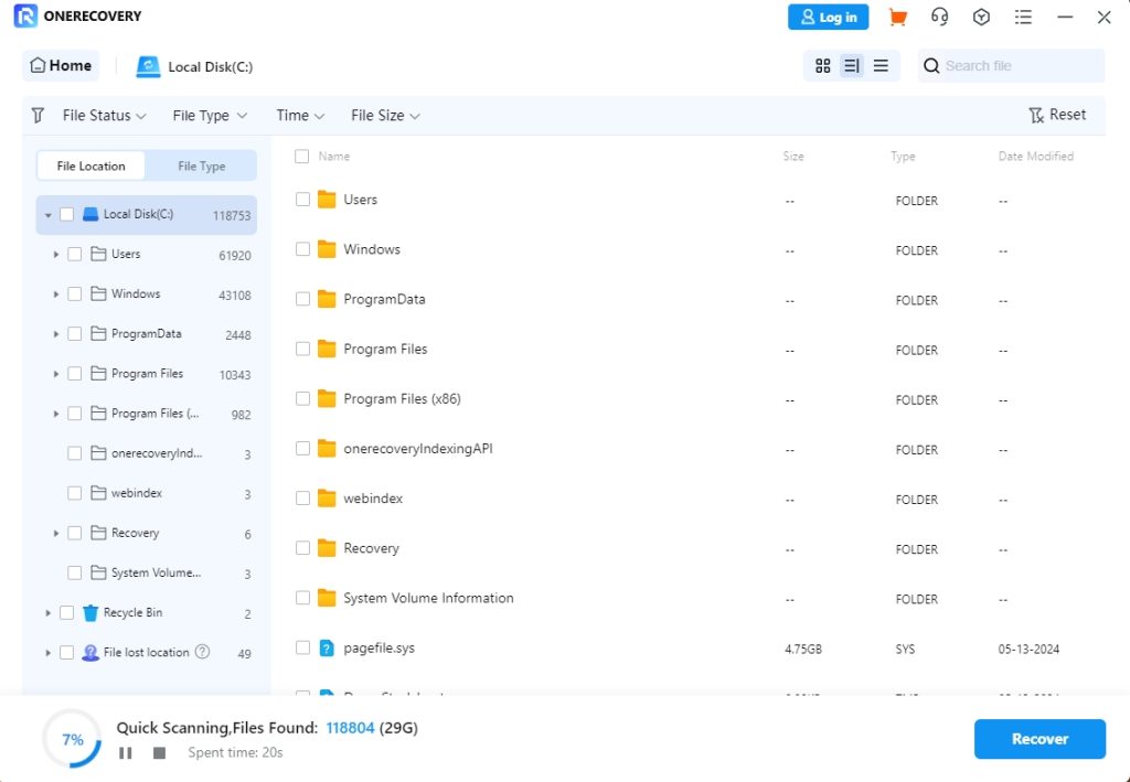 using onerecovery to scan the drive